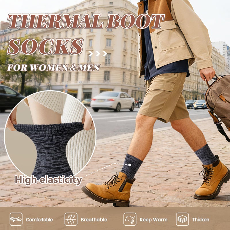 SeeyAN Winter Thermal Socks For Women & Men Warm Extra Thick Boot Insulated Heated Ski Crew Socks For Cold Weather 3 Pairs (Black+Brown+Blue, Medium) - Image 5
