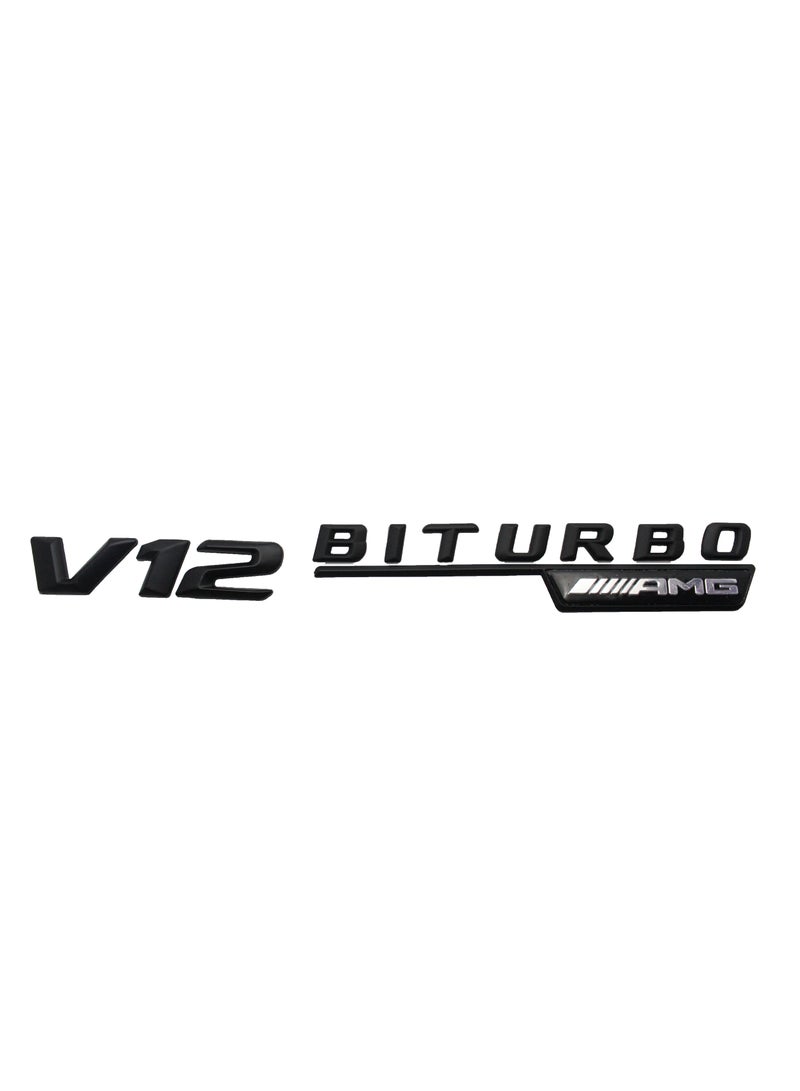 Generic Emblem V12 Biturbo Amg Metal Sticker - Black  - Image 2