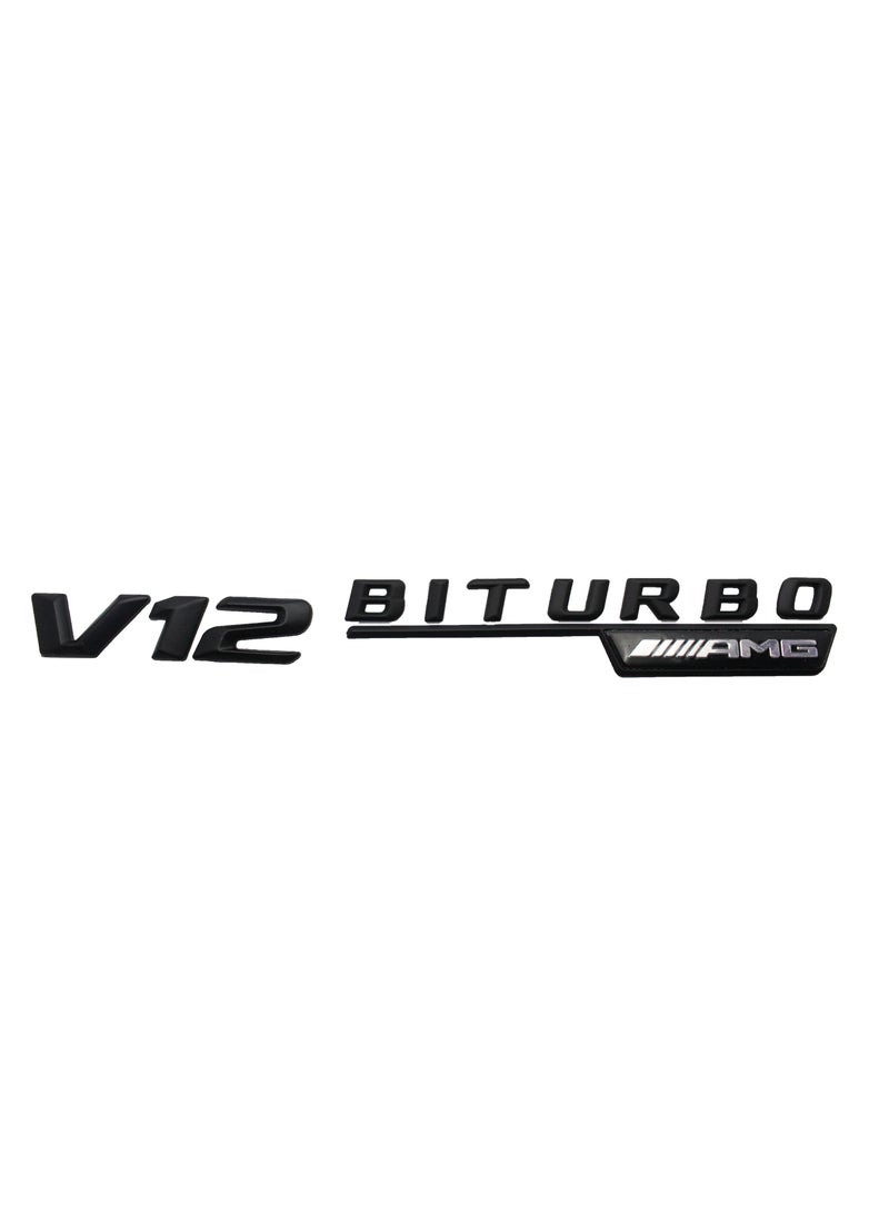 Generic Emblem V12 Biturbo Amg Metal Sticker - Black  - Image 1