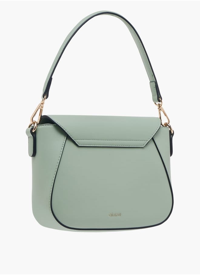 Celeste Women Solid Crossbody Bag with Button Closure and Adjustable Strap  - Image 3