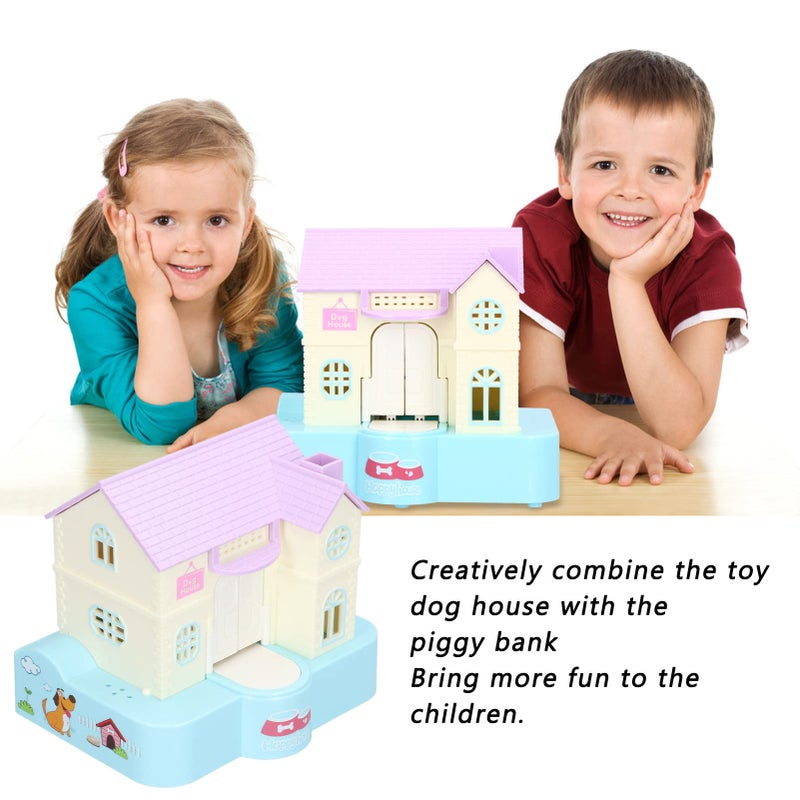 Blue Lucky Dog Puppy Villa Piggy Bank Automatic Swallowing Money Box With Light And Music Toy For Kids - Image 4