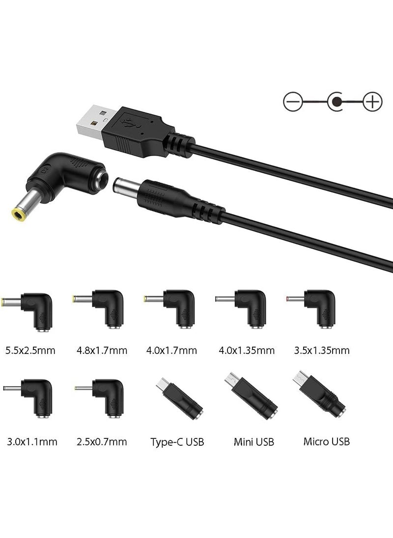 إيروريكس - 5 فولت USB إلى تيار مستمر 5 فولت سلك الطاقة 5.5 2.1 مللي متر موصل قابس طرف جاك كابل شحن مع 10 نصائح موصل - Image 1