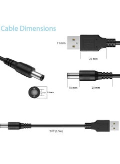 إيروريكس 5 فولت USB إلى تيار مستمر 5 فولت سلك الطاقة 5.5 2.1 مللي متر موصل قابس طرف جاك كابل شحن مع 10 نصائح موصل  - Image 2