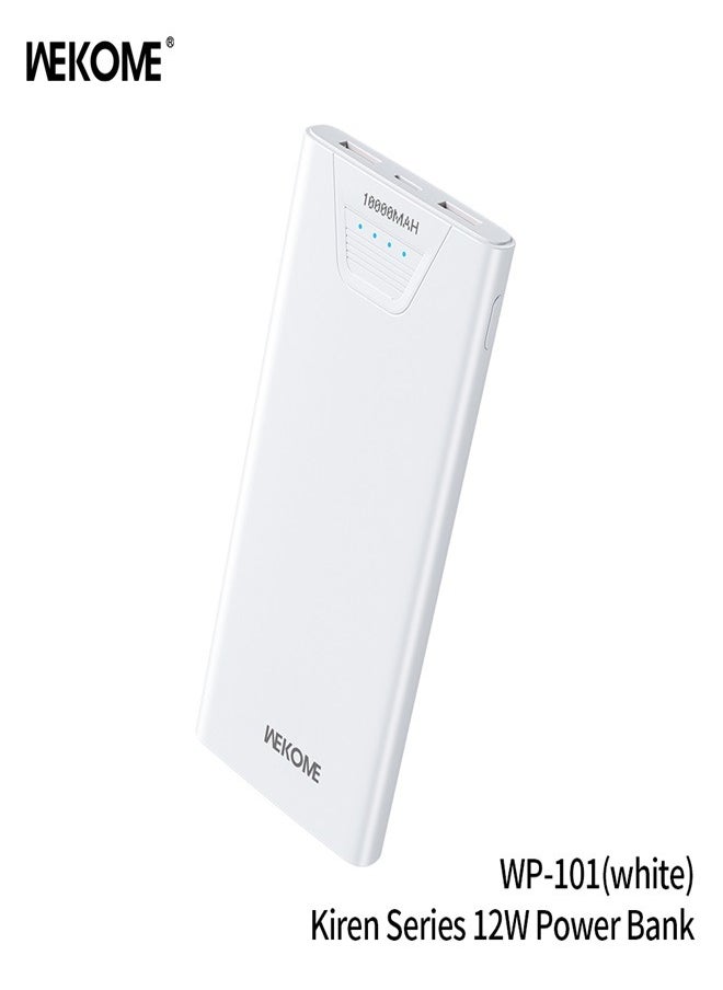 WEKOME - Wekome WP-101 Power Bank 10000MAH: High-Speed Charging, 50% Charge in 30 Minutes* - Type-C, Micro and USB Inputs. Compatible with Apple, Samsung & More. white - Image 1