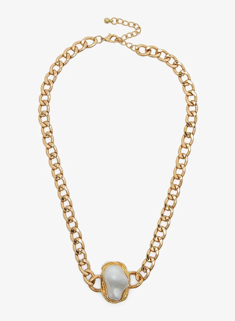 ELLA Pearl Golden Chain Choker