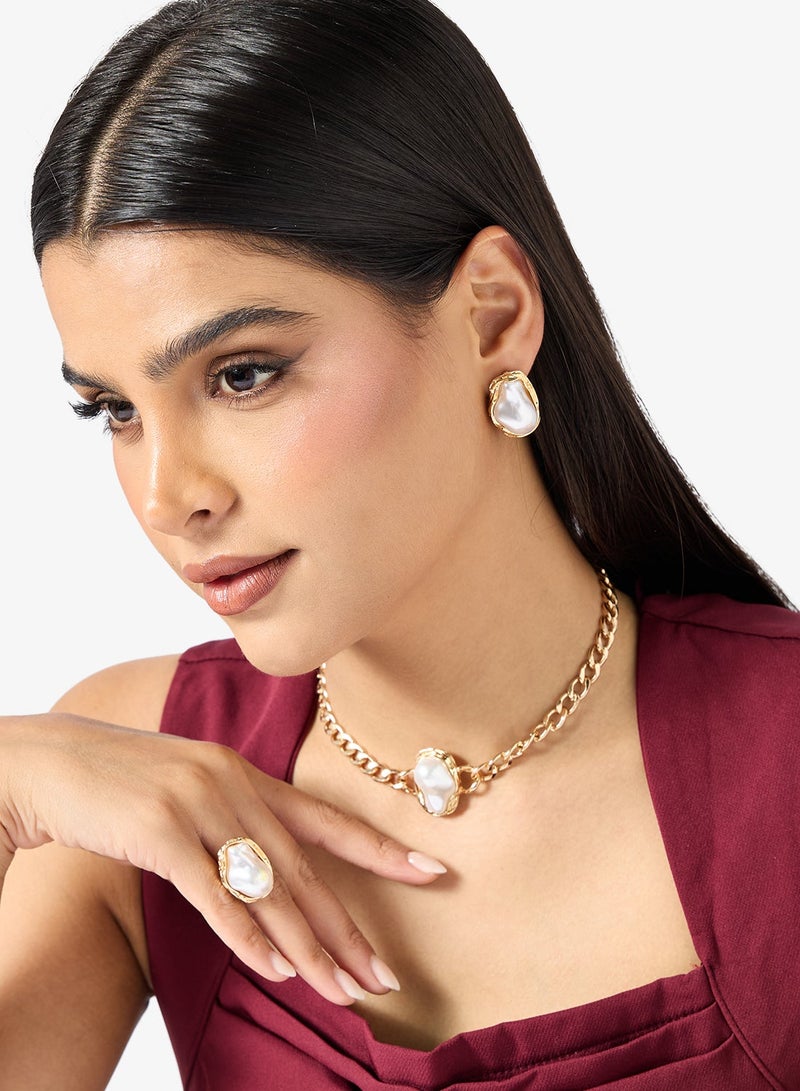 ELLA Pearl Golden Chain Choker - Image 1