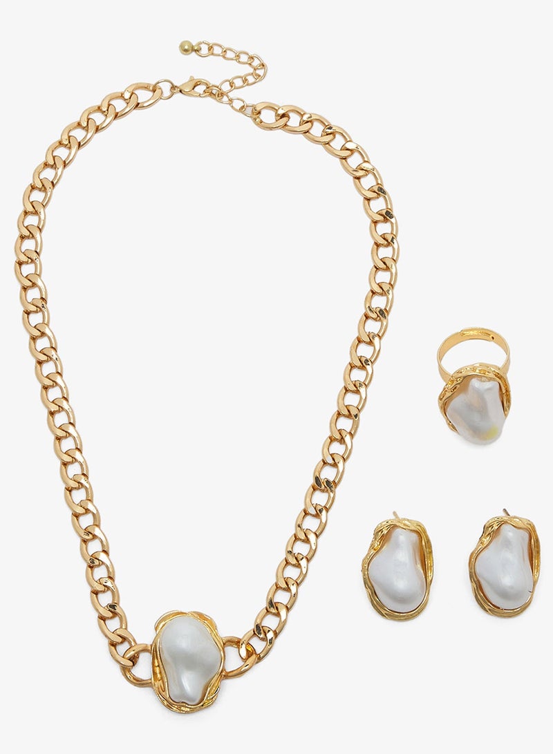 ELLA Pearl Golden Chain Choker - Image 2