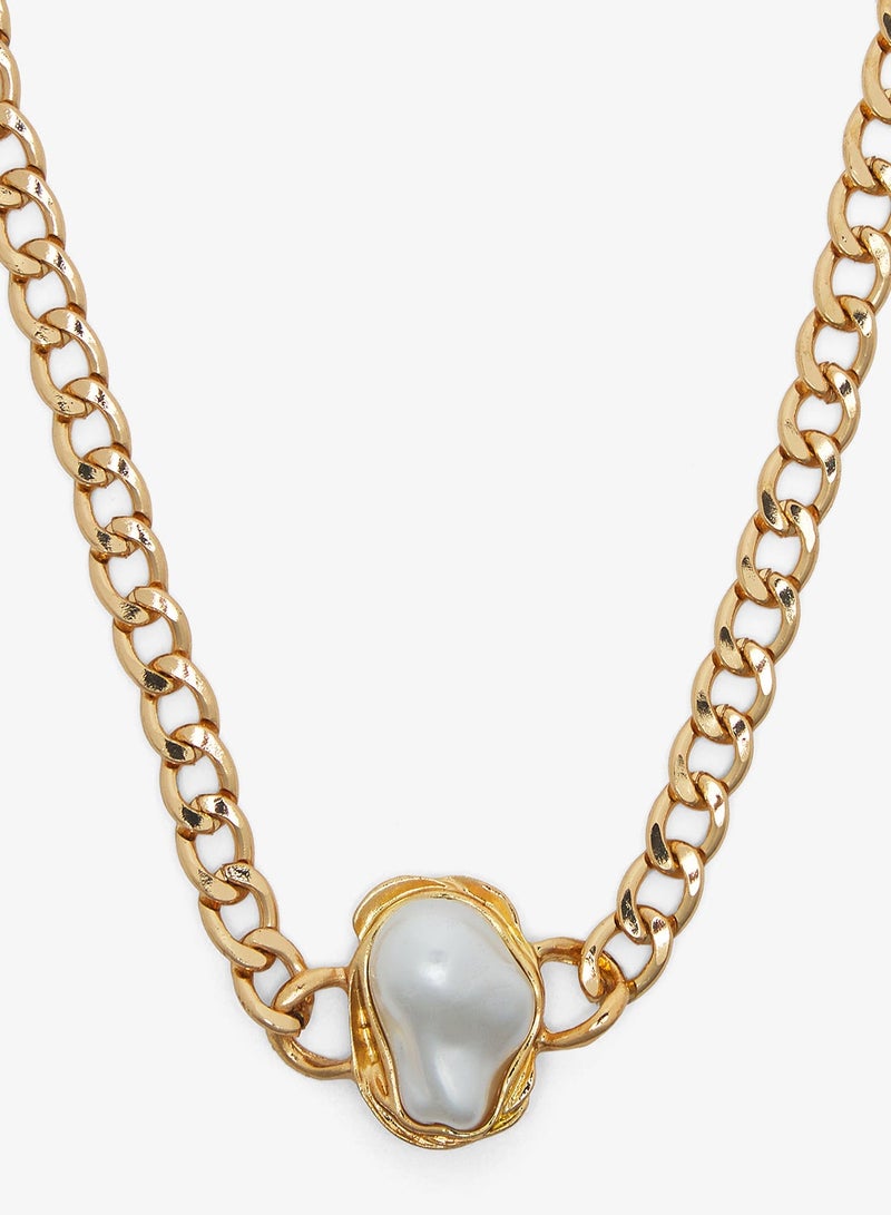 ELLA Pearl Golden Chain Choker - Image 4