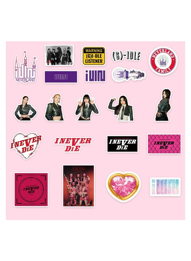 Color Fans - 100 Pcs G-IDLE I Never Die Waterproof Stickers Laptop Skateboard Luggage Computer Water Bottle Cool Graffiti Sticker Packs for Kids Teens Girls Adults - Image 1
