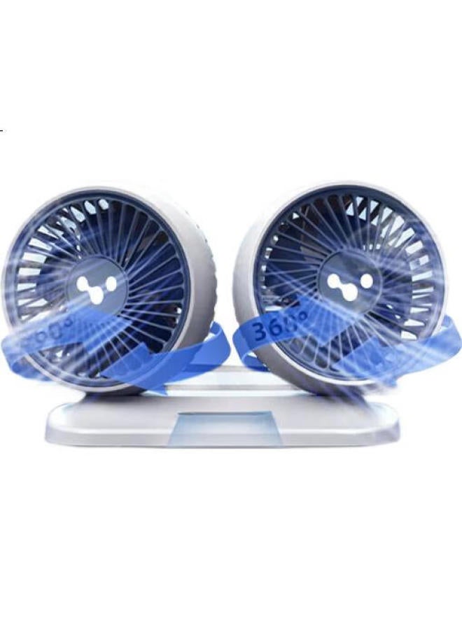 DiGallen Digalun Car Fan, 24V For Large Trucks, 12V Cooling, Small Bread Car, Usb Interface, Powerful Dual-Head Electric Fan - Image 2