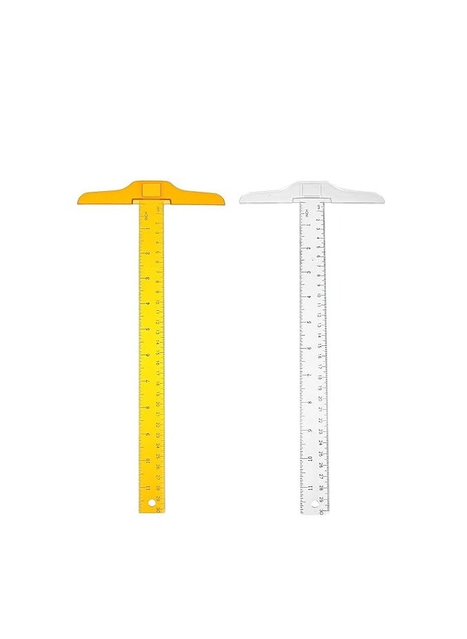 Generic - 2Pcs T Square Ruler for Drafting Tools and General Layout Work Architect Ruler Architectural Triangle Tee Ruler 30CM - Image 1
