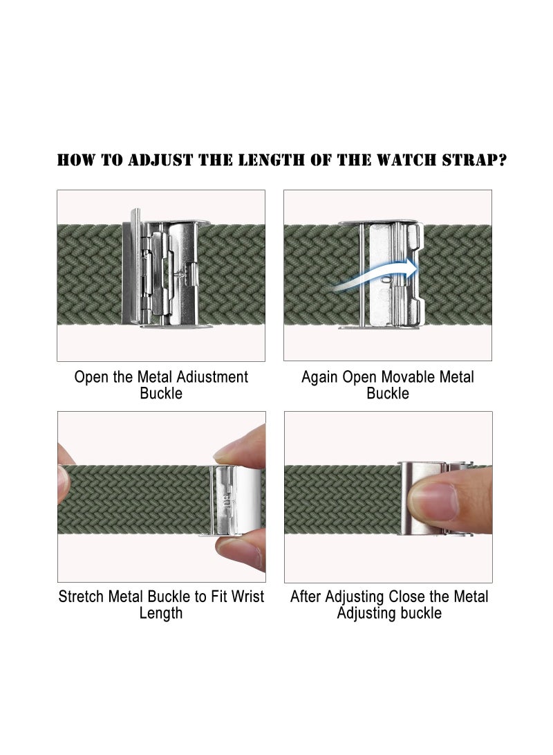 كاست ويف Braided Nylon Strap Compatible with Xiaomi Smart Band 8, Breathable Stretchable Elastic Sport Fashion Strap Replacement Band for Women Men Children, Green - Image 5