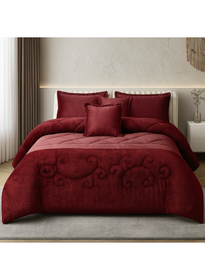 مينج لي مفرش شتوي نفرين نظام وجهين وجه مخمل وجه فرو - يناسب سرير مقاس 200x200 سم - Image 5