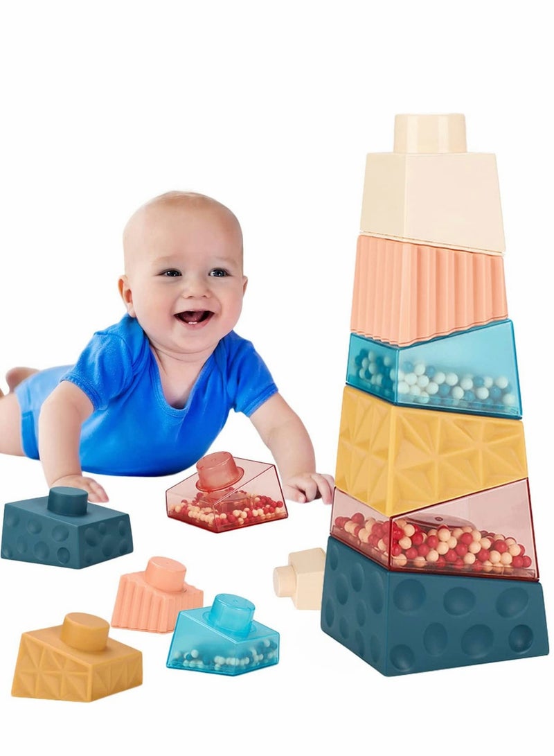 Stacking Toys Irregular Blocks Games with Rattle Montessori Baby Toddler 18 Months Early Educational Sorting Balance Game Gifts for 1-6 years old Boys Girls