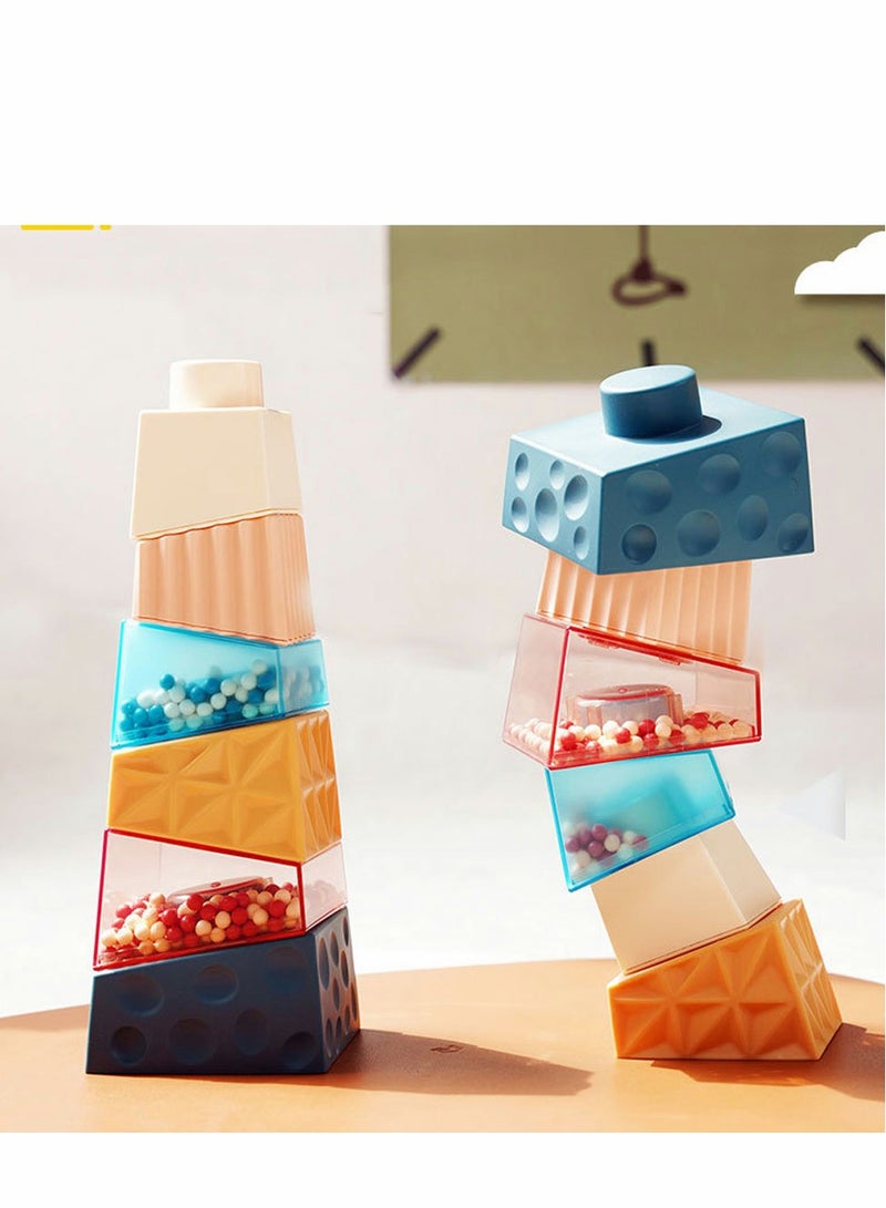 Stacking Toys Irregular Blocks Games with Rattle Montessori Baby Toddler 18 Months Early Educational Sorting Balance Game Gifts for 1-6 years old Boys Girls
