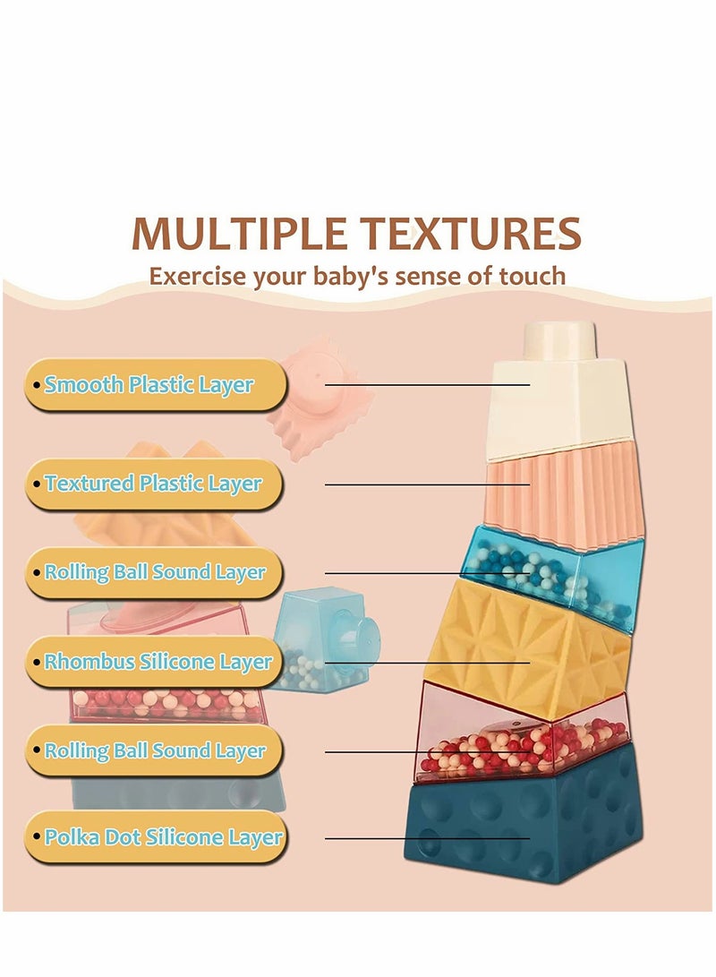 Stacking Toys Irregular Blocks Games with Rattle Montessori Baby Toddler 18 Months Early Educational Sorting Balance Game Gifts for 1-6 years old Boys Girls