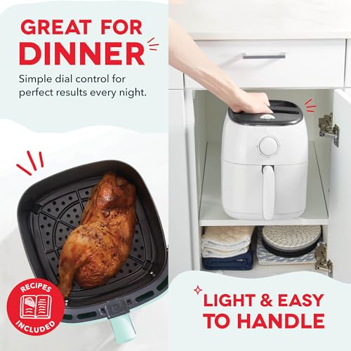 DASH Tasti-Crisp™ Electric Air Fryer Oven, 2.6 Qt., White – Compact Air Fryer for Healthier Food in Minutes, Ideal for Small Spaces - Auto Shut Off, Analog, 1000-Watt - Image 5