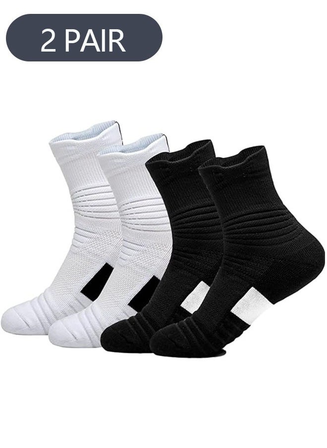 Ant 2-Pair Elite Basketball Compression Socks, Sports Training Socks Thickened Mid Tube Badminton Socks Running Socks for Men & Boys  - Image 1