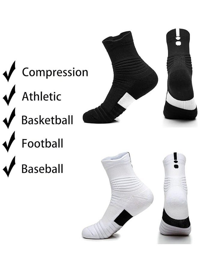 Ant 2-Pair Elite Basketball Compression Socks, Sports Training Socks Thickened Mid Tube Badminton Socks Running Socks for Men & Boys  - Image 2