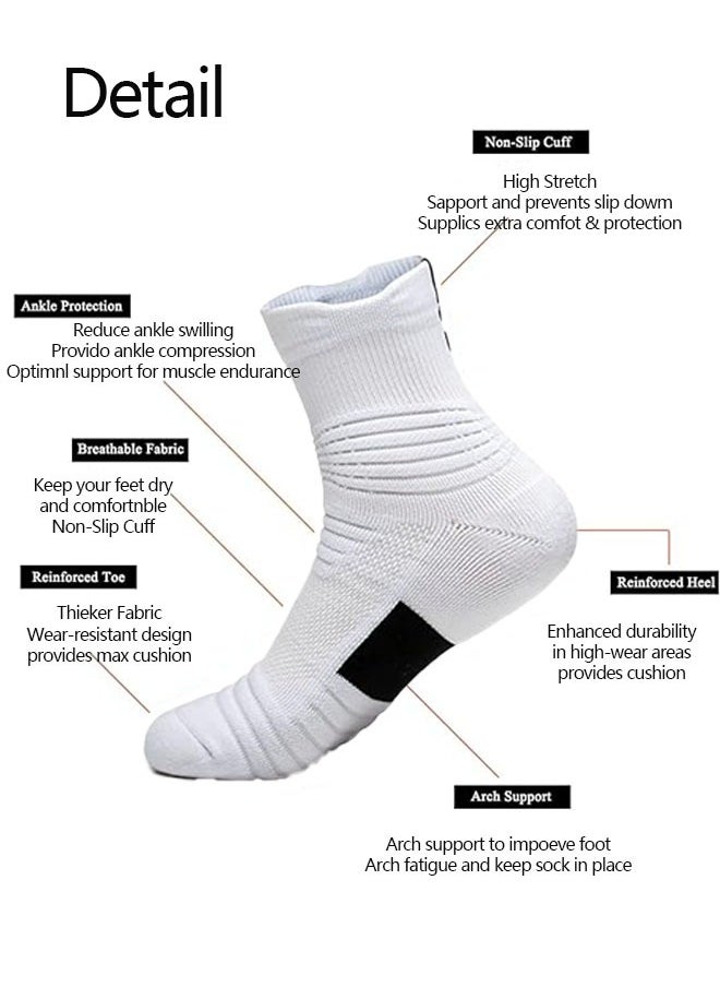 Ant 2-Pair Elite Basketball Compression Socks, Sports Training Socks Thickened Mid Tube Badminton Socks Running Socks for Men & Boys  - Image 3