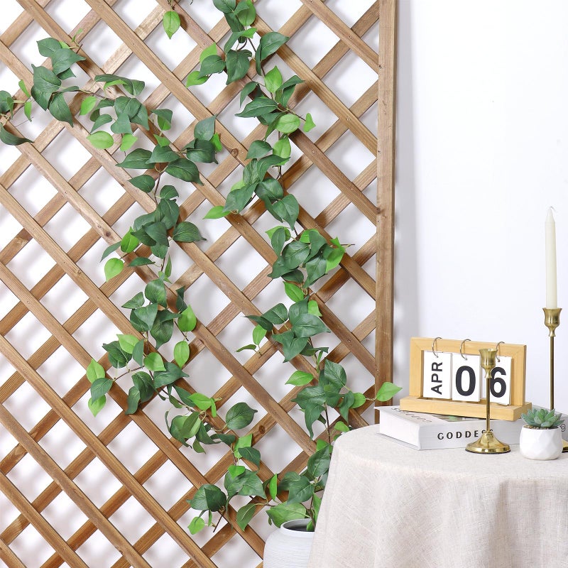 Dremisland 2 Strands Artificial Scindaps Vines Garland 6.7ft Fake Vines Ivy Garland Silk Green Leaves Faux Hanging Plants Greenery Decoration for Bedroom Wall Patio Party Wedding Decor (Ivy, 2PCS) - Image 4