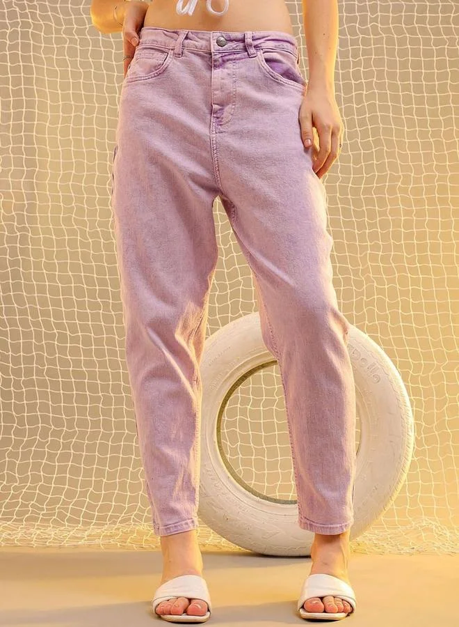 Freehand Freehand Women Purple Mid Rise Mom Fit Jeans