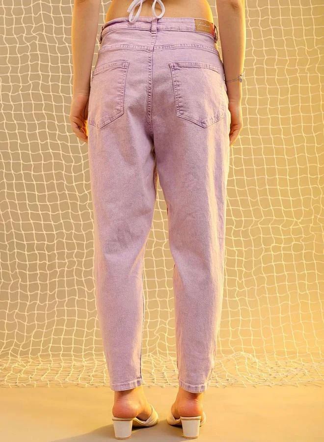 Freehand  Freehand Women Purple Mid Rise Mom Fit Jeans for Women | Best Price UAE