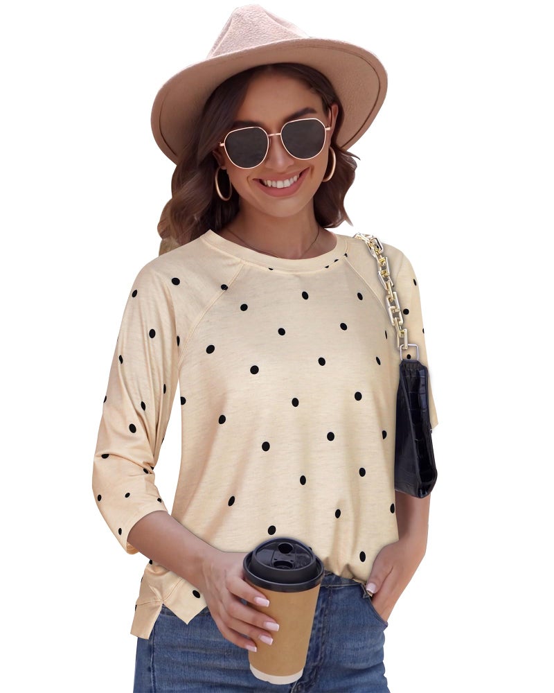 rosemia Womens Shirt 3/4 Sleeve Tops Crew Neck Loose Casual Tshirts Basic Tunic Tops - Image 3