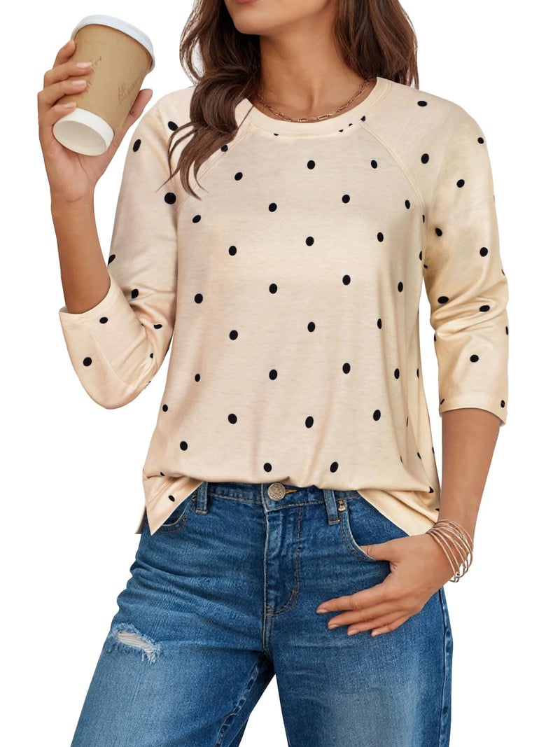 rosemia Womens Shirt 3/4 Sleeve Tops Crew Neck Loose Casual Tshirts Basic Tunic Tops - Image 1
