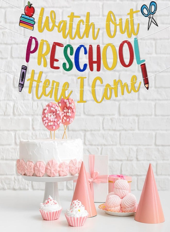Ramciyo Watch Out Preschool Here I Come Banner -First Day of Preschool Classroom Decorations, First Day of School Banner, Welcome to Preschool Party Decorations - Image 4