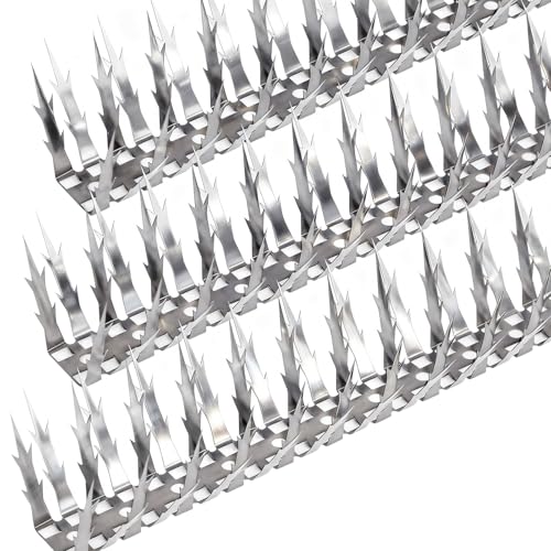 Quunoot Bird Spikes 5 FT Stainless Steel Bird Deterrent Spikes Pigeon Spikes for Outside to Keep Birds Squirrel Raccoon Cat Away for Garden Fence Roof Window Sill and Wall5 Pack - Image 1
