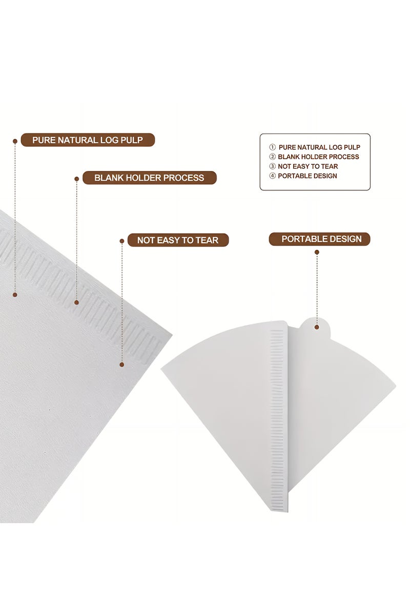 200pcs 3-in-1 V60 Coffee Filter Paper – Multi-Purpose Natural Cone Filters for Pour Over, Glass & Jewelry Cleaning – Unbleached, Bleach-Free, Eco-Friendly - Image 4