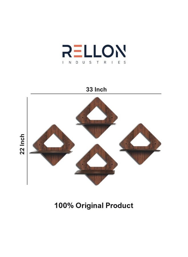 Rellon Industries Wall Mounted Shelf for Living Room Stylish MDF Floating Shelf, Freestanding for Living Room, Bedroom, Kitchen - Easy Assembly, Set of 4((Daimond Shelf) - Image 5