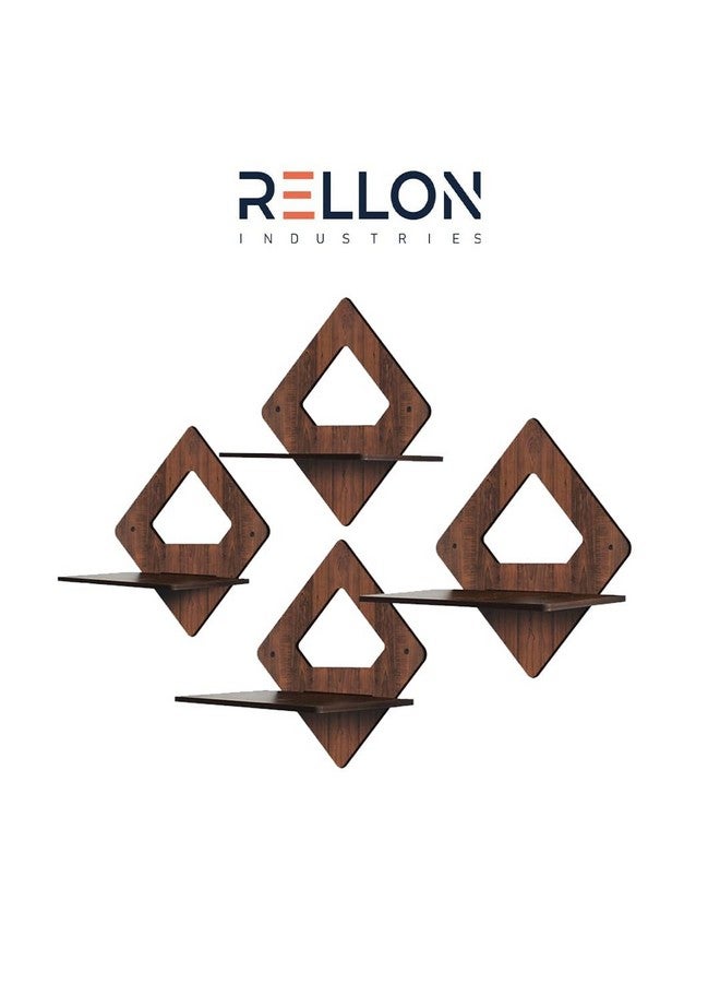 Rellon Industries Wall Mounted Shelf for Living Room Stylish MDF Floating Shelf, Freestanding for Living Room, Bedroom, Kitchen - Easy Assembly, Set of 4((Daimond Shelf) - Image 3