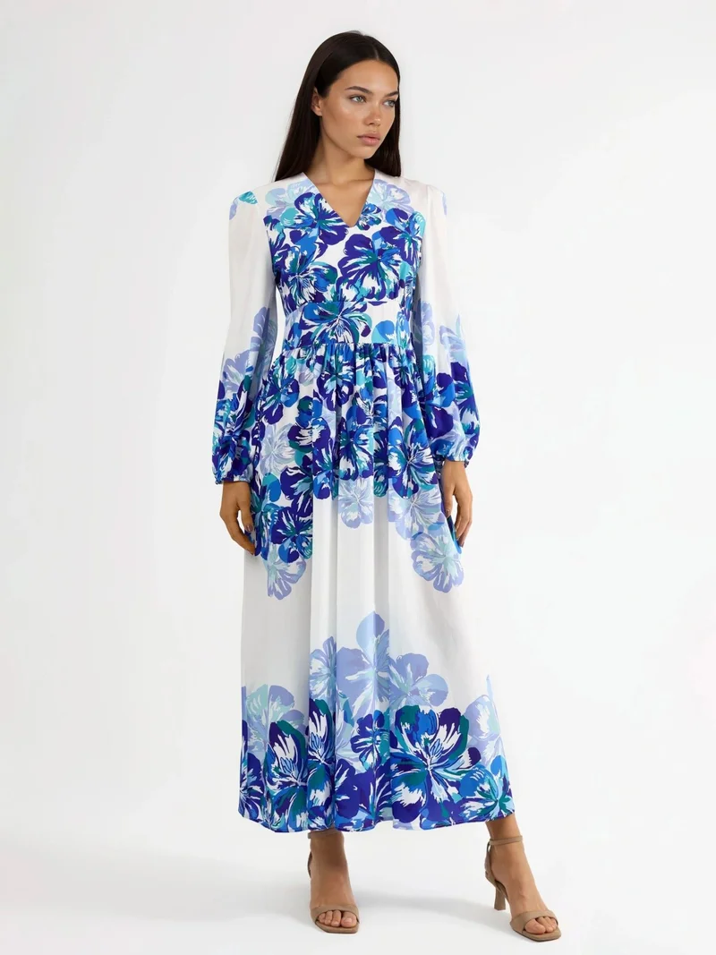 جينيفر Floral Pattern Maxi Dress