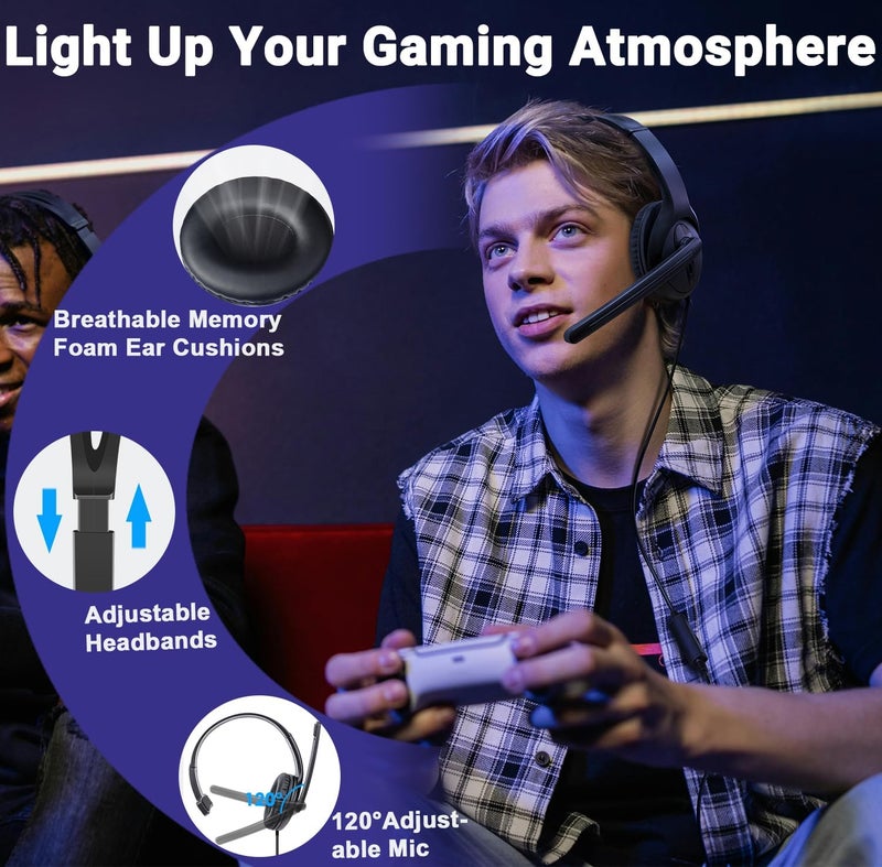 Megadream One Ear Gaming Headset with Mic (3.5mm) - Lightweight Single Ear Headset for PS5, PS4, Xbox, Switch, PC, Mac, iPad, Tablet - Includes USB-C & USB-A Adapters for Gaming, Remote Work & Business Calls - Image 3
