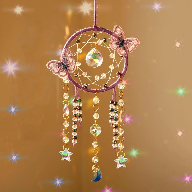 Mannikin With Device Mannikin Crystal Prism Suncatcher Glass Art Hanging Crystal Sun Catcher Prism Ball Decoration and Car Pendants Dream Catcher Butterfly Small Room Dcor for Home Decorations Gifts Purple - Image 1