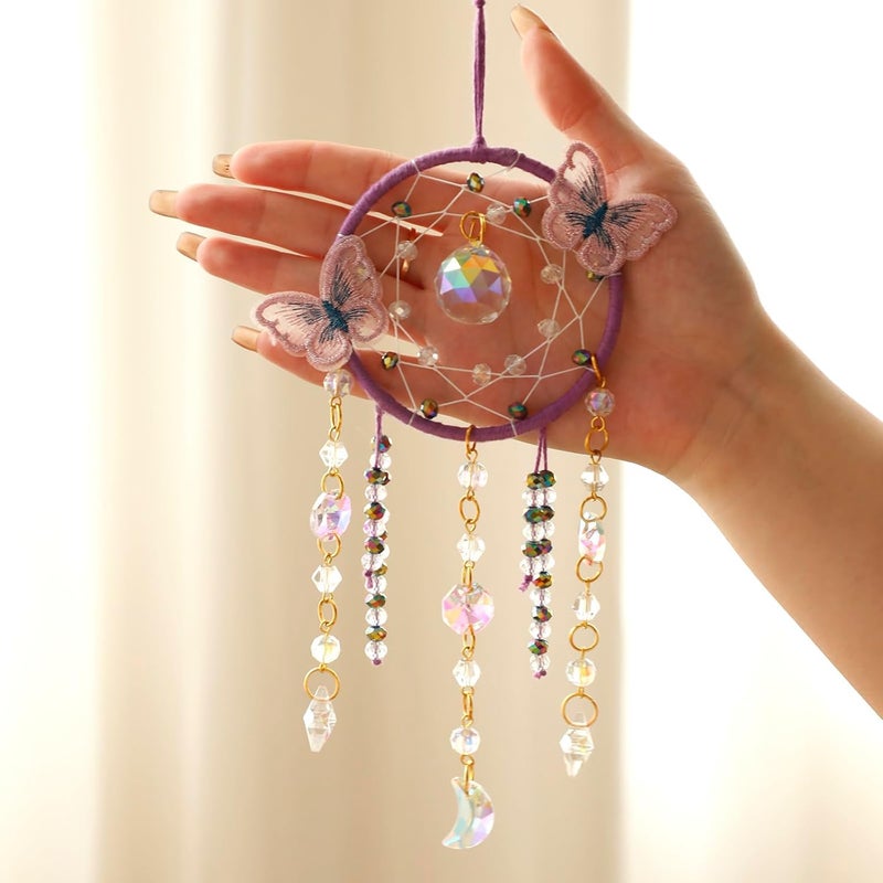 Mannikin With Device Mannikin Crystal Prism Suncatcher Glass Art Hanging Crystal Sun Catcher Prism Ball Decoration and Car Pendants Dream Catcher Butterfly Small Room Dcor for Home Decorations Gifts Purple - Image 4