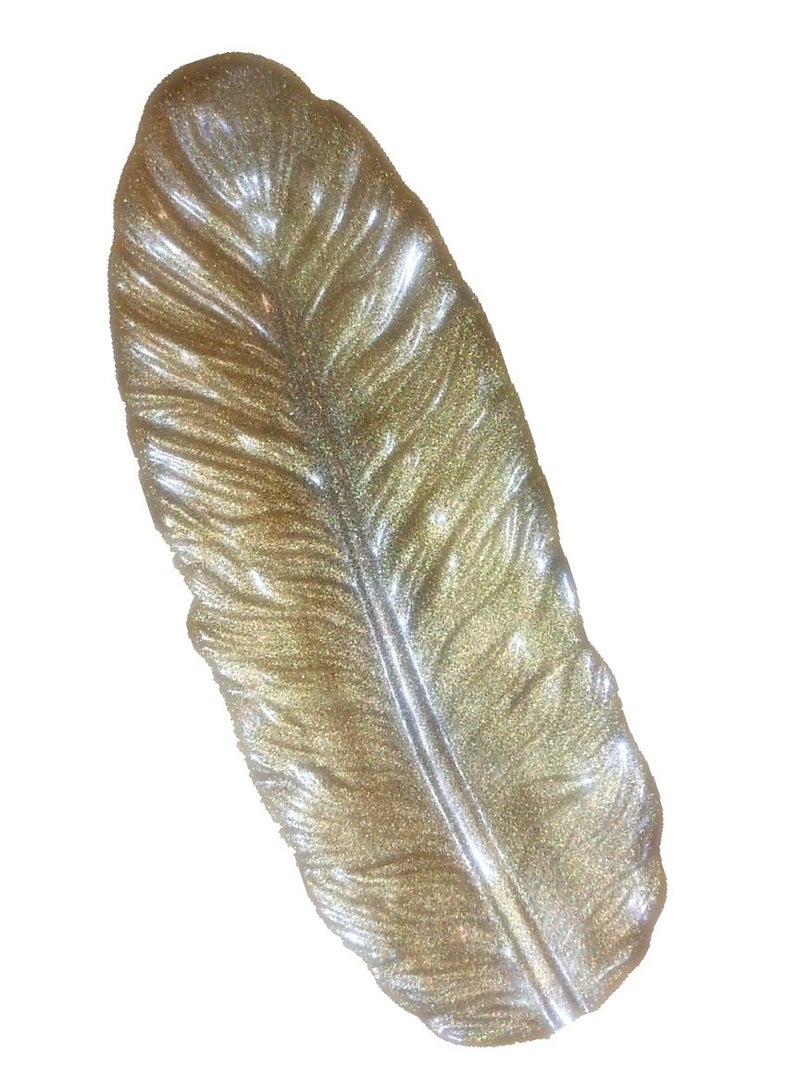 Decor feather small resin epoxy acrylic side gold plate