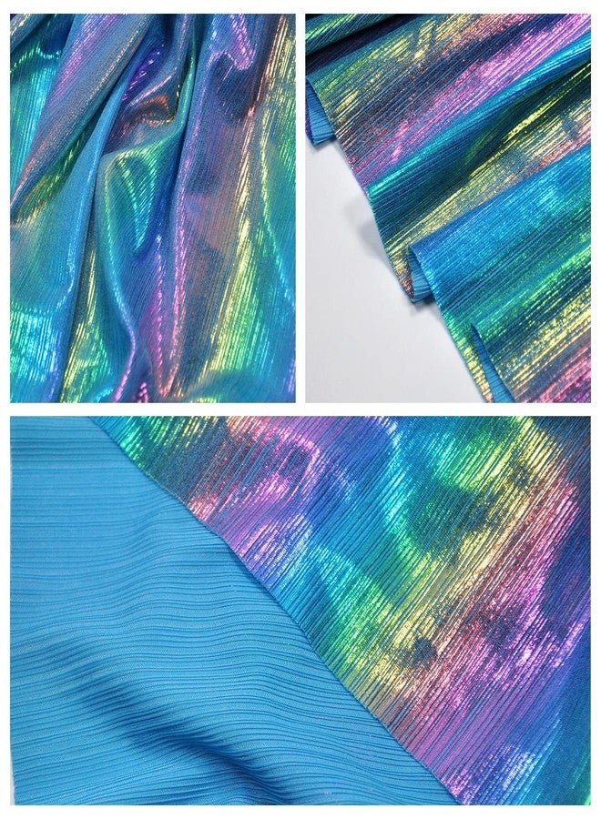 Yutone Shining Iridescent Hologram Laser Fabric Knit Crepe 58inch Wide for Cloth Craft Upholstery by The Yard (36inch SkyBlue), 1 Yard - Image 5