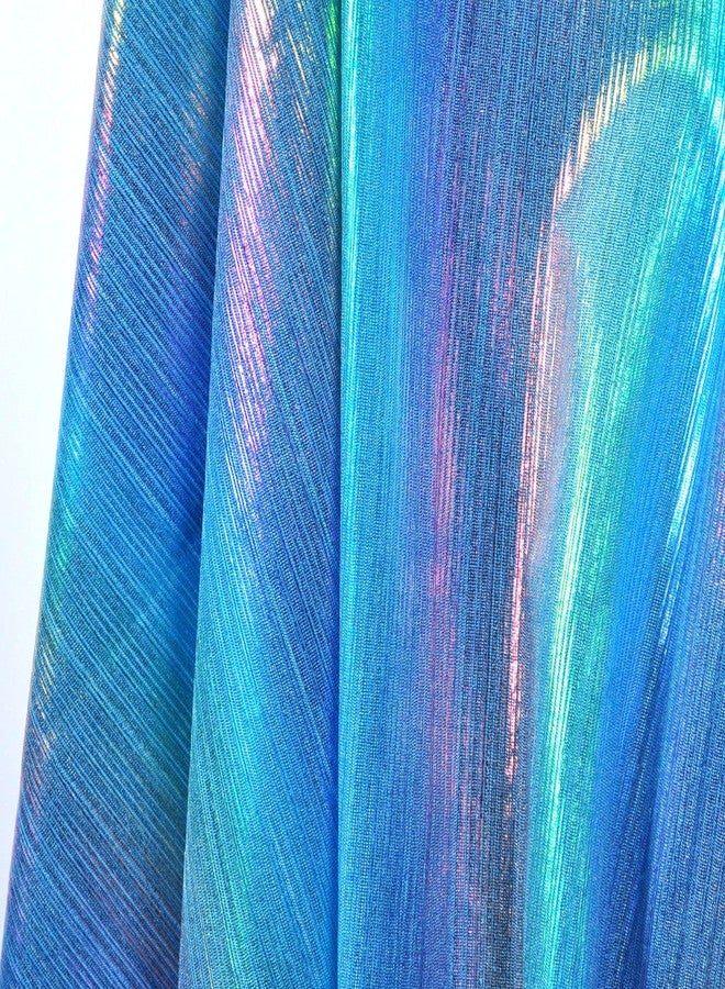 Yutone Shining Iridescent Hologram Laser Fabric Knit Crepe 58inch Wide for Cloth Craft Upholstery by The Yard (36inch SkyBlue), 1 Yard - Image 2
