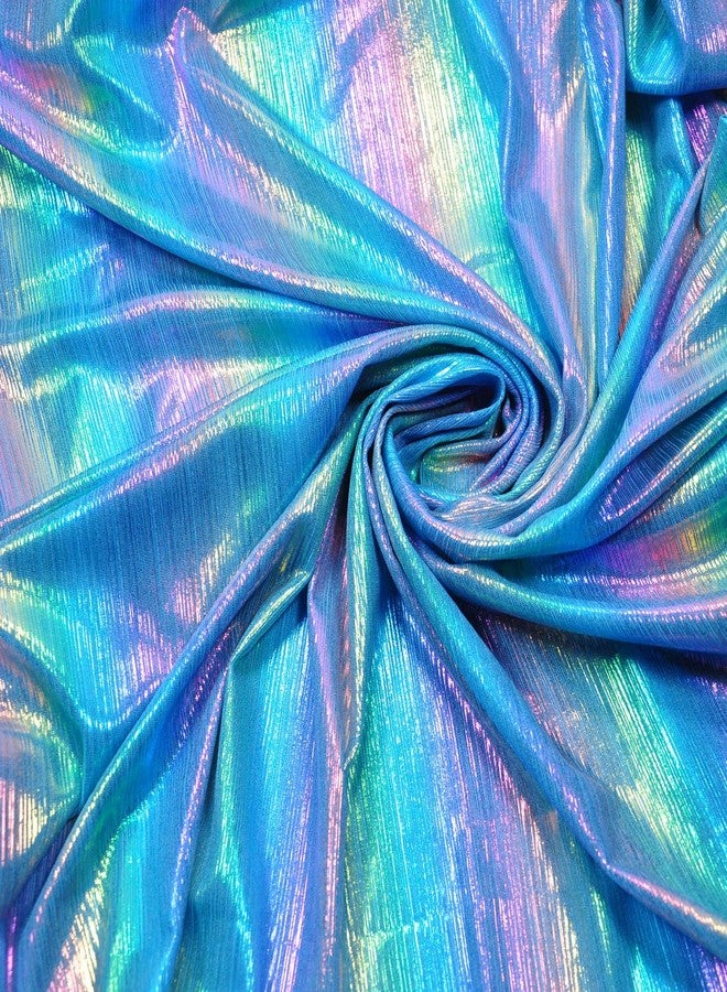 Yutone Shining Iridescent Hologram Laser Fabric Knit Crepe 58inch Wide for Cloth Craft Upholstery by The Yard (36inch SkyBlue), 1 Yard - Image 3