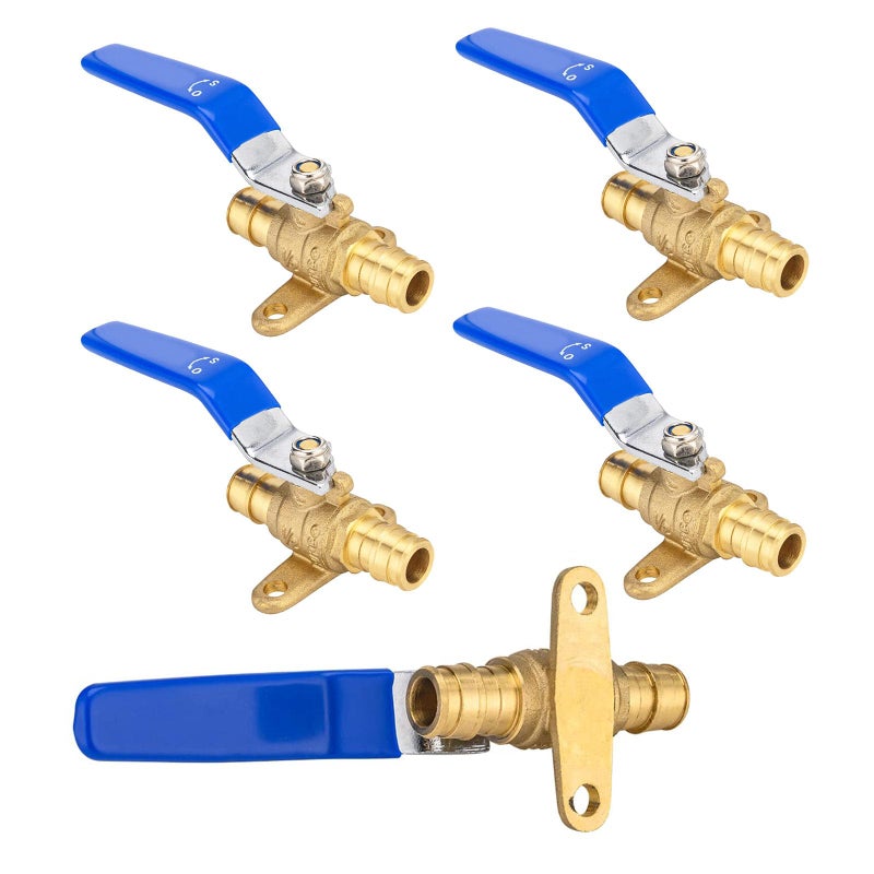 HeSun 5 PCs PEX A Expansion Ball Valve with Drop Ear 12Inch Brass Shut Off Valve Fit PEX A Pipe ASTM F1960 Blue - Image 2