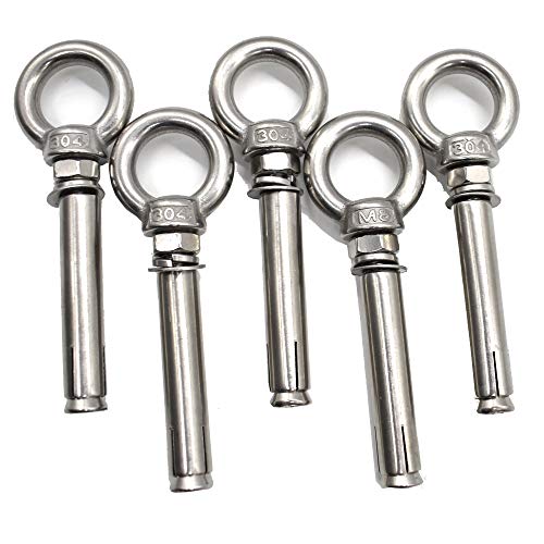 Renashed M8* 100 mm Expansion Screw with Eye Ring Anchor Internal Eye Bolt Fastener 304 Stainless Steel 5 Pack (Ring Lifting Expansion Eyebolt M8* 100mm) - Image 1