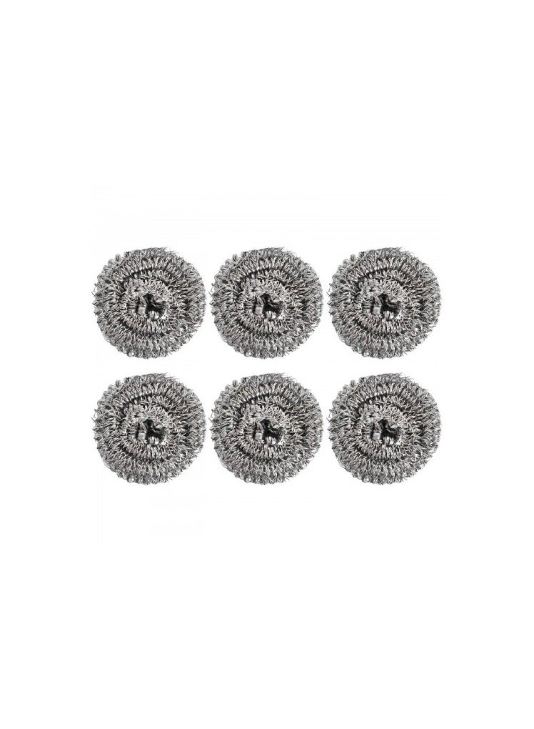 Steel Wool Cleaning Balls – Pack of 6, Spiral Design, Anti-Rust, Strong Decontamination, Durable Scrubbers for Kitchen, Sink and Bathroom - Image 1