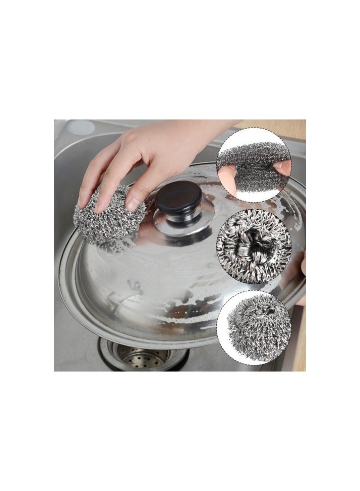 Steel Wool Cleaning Balls – Pack of 6, Spiral Design, Anti-Rust, Strong Decontamination, Durable Scrubbers for Kitchen, Sink and Bathroom - Image 3