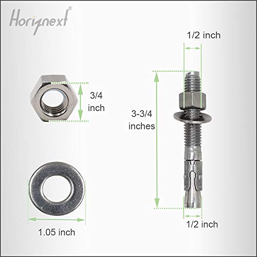 Horiznext 1/2" x 3-3/4" inch Stainless Steel Standard Strong Wedge Anchor, Fasteners for Concrete (4 pcs) - Image 2