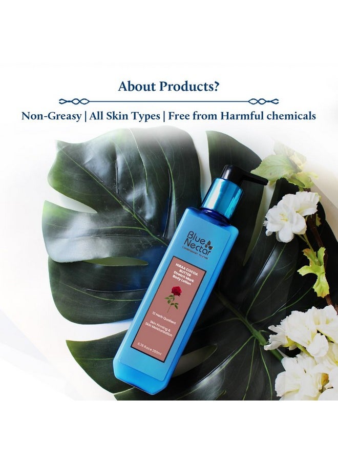 Blue Nectar Stretch Mark Cream For Pregnancy With Shea,Cocoa & Mango Butter | Plant Based Moisturizing Body Lotion With Rose, Turmeric & Nalpamaradi Oil (12 Herbs, 200 Ml)  - Image 5