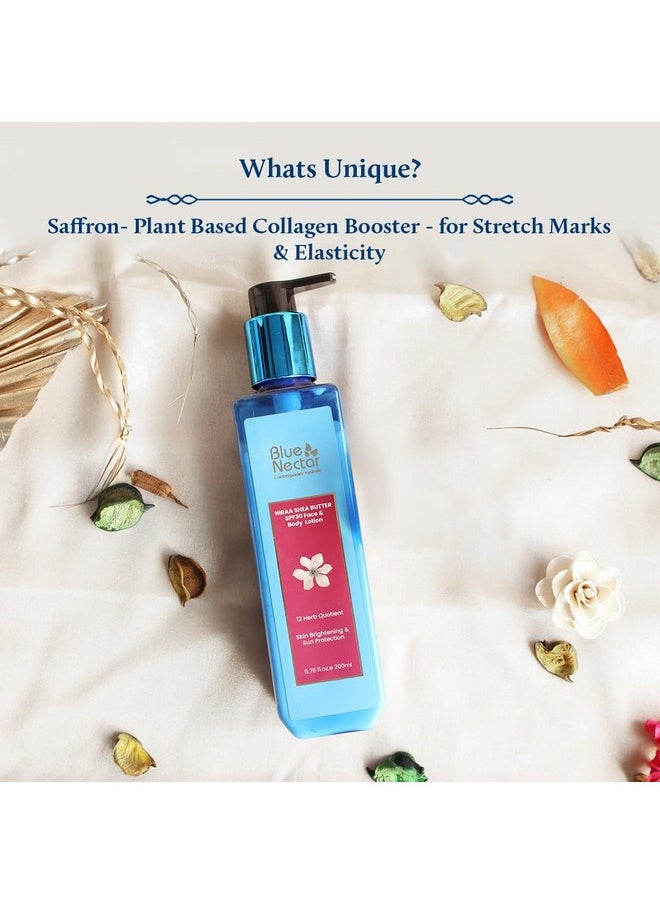 Blue Nectar Stretch Mark Cream For Pregnancy With Shea,Cocoa & Mango Butter | Plant Based Moisturizing Body Lotion With Rose, Turmeric & Nalpamaradi Oil (12 Herbs, 200 Ml)  - Image 2