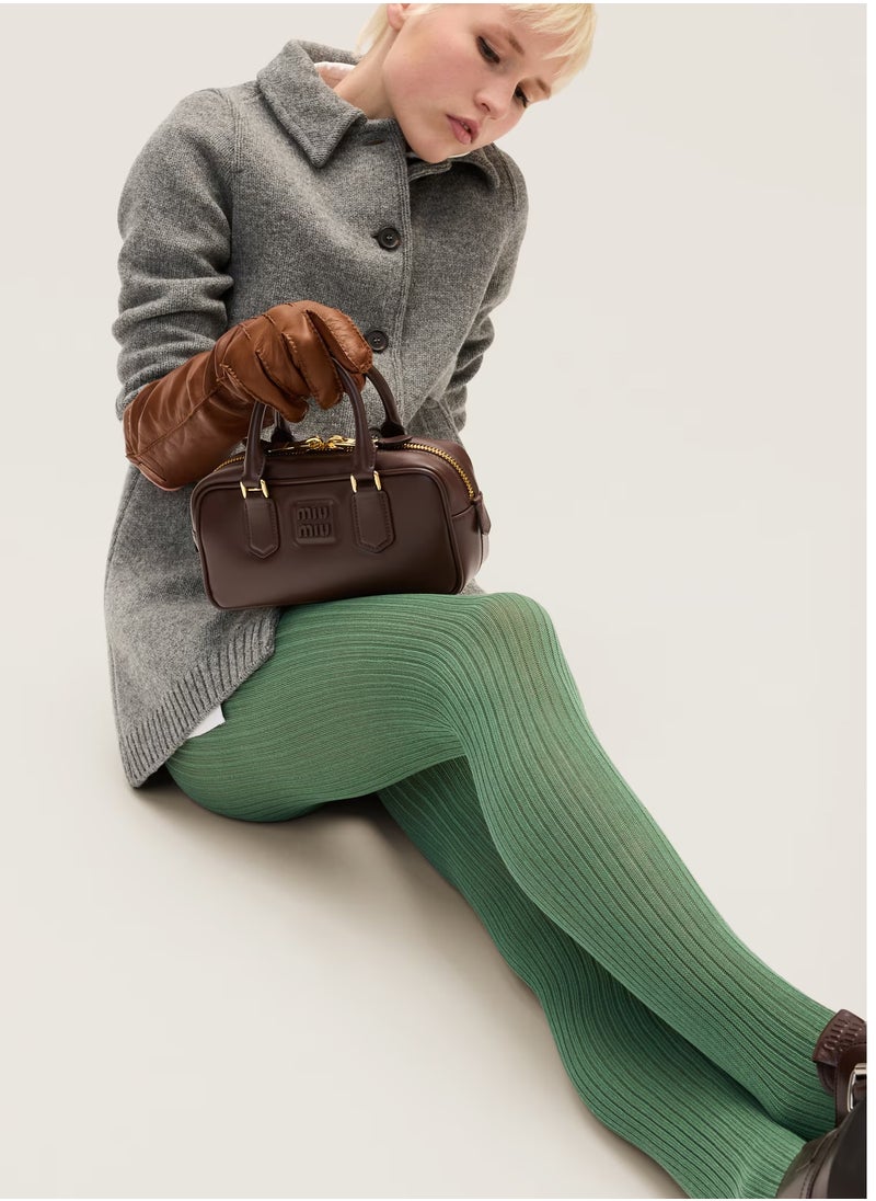Miu Miu Miu Arcadie Leather Bag, Women's Leather Tote Bag, Women's Leather Shoulder Bag, Women's Leather Cross body Bag, Hand-bag, Coffee-Brown  - Image 2